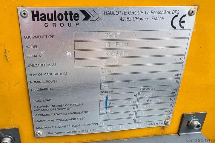 Scherenhebebühne Haulotte STAR 10 Electric, 10m Working Height, 3m Reach, 20