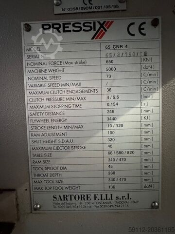 Eccentric press PRESSIX 65 CNR 4