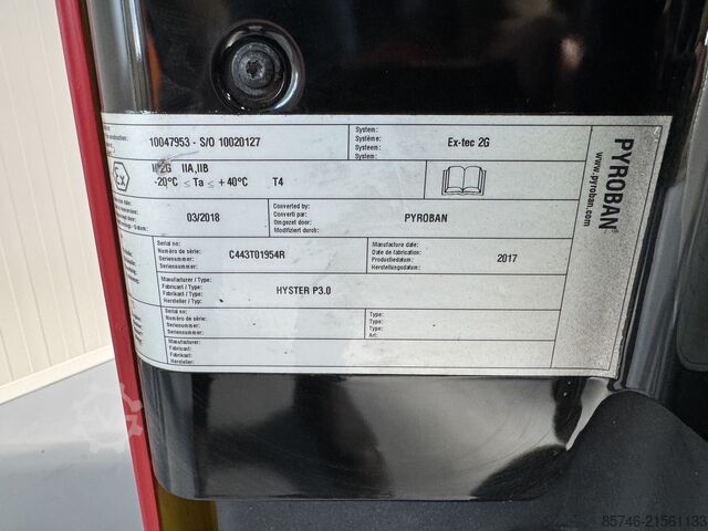 P 3.0 Atex Pyroban EX 2G / Zone 1 !! NEUE Batterie !! HYSTER P 3.0  Atex Pyroban EX 2G / Zone 1 !! NEW battery !!