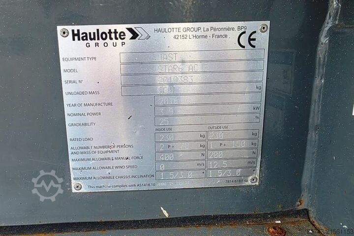 Scherenhebebühne Haulotte Star 6 Electric, Non Marking Tyres, 5.8m Working H