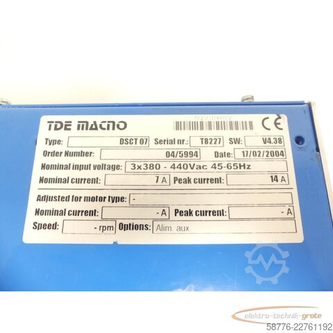 Component  TDE Macno DSCT 07 Servoantrieb SN: T8227