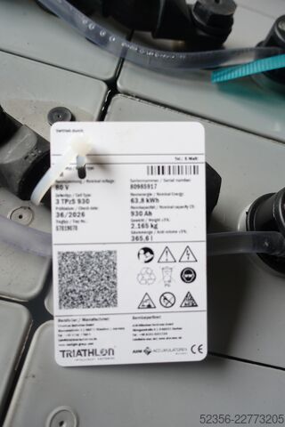 Forklift battery AIM Triathlon 80v 6PzS930 96% Staplerbatterie