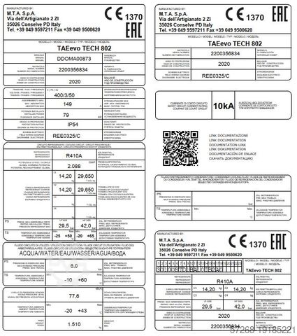 Kältemaschine, Kaltwassersatz, Kühler MTA S.p.A., Kühlmaschinen, TAEevo Tech 802 P3-20 – 159 kW