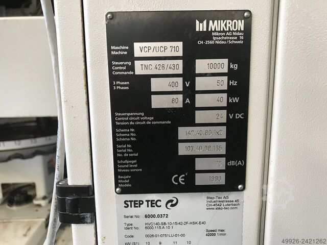 VERTICAL MACHINING CENTRE MIKRON VCP/UCP 710