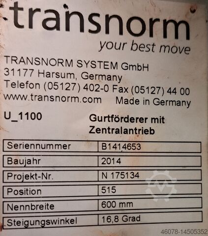 Steigband Gefälleband Steigförderer mit Bogen Transnorm GF 7200+700-700-600