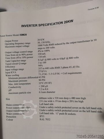 HIGH FREQUENCY INDUCTION HEATING-20KW HIGH FREQ.INDUCTION HEATING ISM  20 ISM-20