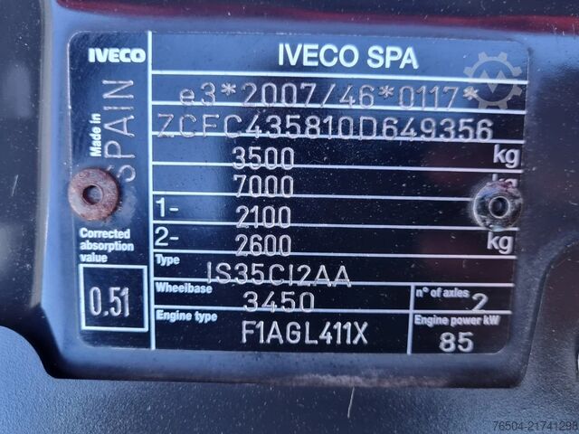 Tipper Iveco Daily 35C12 116pk Stalen Kipper GVW 3500kg Euro 6