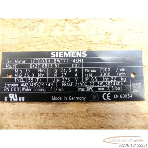 Control unit Siemens 1FT6084-8WF71-4EH1 Synchronservomot. SN YFB427681351002 -  -