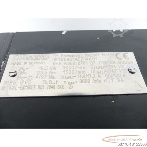 Siemens motor Siemens 1FT6086-1AF71-4AG1 Permanent-Magent-Motor SN EK669078103019