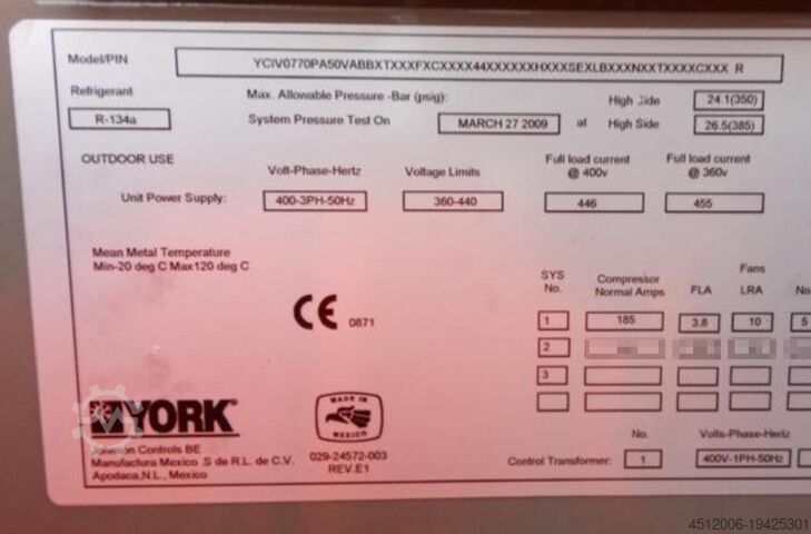 Chiller cooler York YCIV770