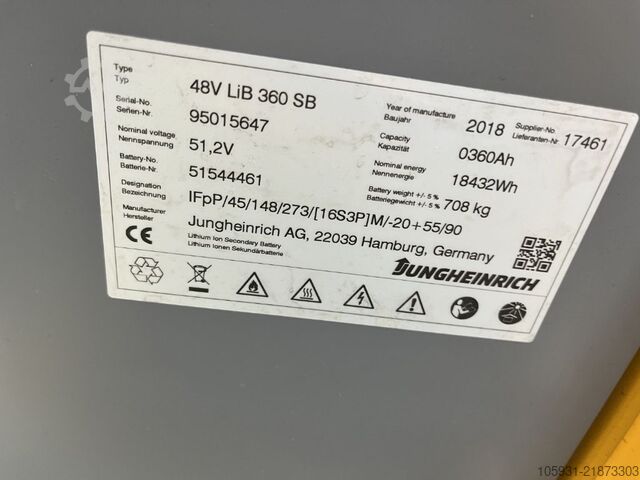 Electric 3-wheel forklift Jungheinrich EFG213