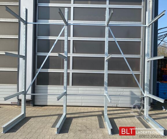 Kragarmregal ca. 4,02 lfm. Kragarmregal H: 350cm T: 137 cm , 500kg/Arm , 4 Lagerebenen