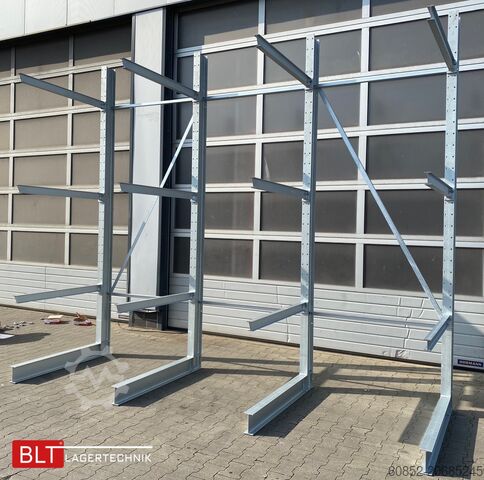 Kragarmregal ca. 4,02 lfm. Kragarmregal H: 350cm T: 137 cm , 500kg/Arm , 4 Lagerebenen