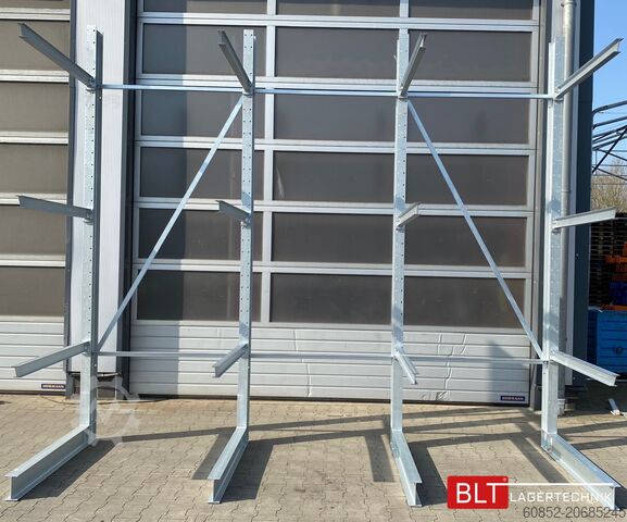 Kragarmregal ca. 4,02 lfm. Kragarmregal H: 350cm T: 137 cm , 500kg/Arm , 4 Lagerebenen