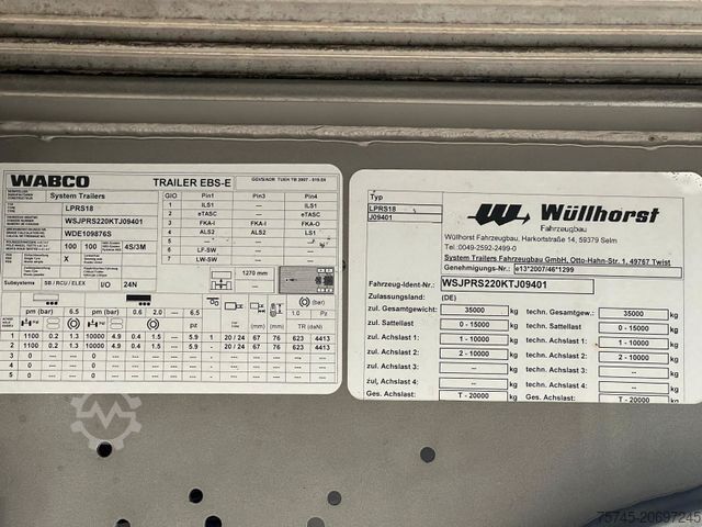 Box semitrailer  WÜLLHORST *NEUWERTIG* 2T LBW * LIFT * LENK * AHK