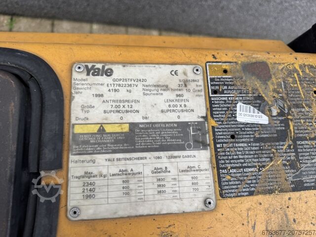 Yale GDP25TF Duplo 380 Seitenschieber Mazda Diesel 1998 YALE GDP25TF Duplo 380 Sideshift Mazda Diesel 1998