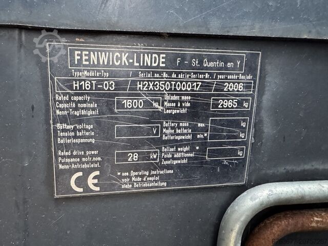 Linde H16T-03 Triplex 540 Freelift / Seitenschub LPG 2006 LINDE H16T-03 Triplex 540 Freelift / Sideshift LPG 2006