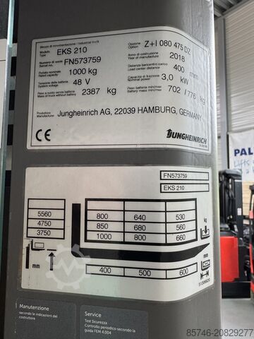 EKS 210 - Drahtführung !! PSA!! DOPPELTE Lenkung!! Triplex FFL JUNGHEINRICH EKS 210 - Wire Guidance !! PSA !! DOUBLE steering !! Triplex FFL