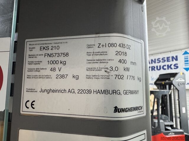 EKS 210 - Drahtführung !! PSA!! DOPPELTE Lenkung!! Triplex FFL JUNGHEINRICH EKS 210 - Wire Guidance !! PSA !! DOUBLE steering !! Triplex FFL