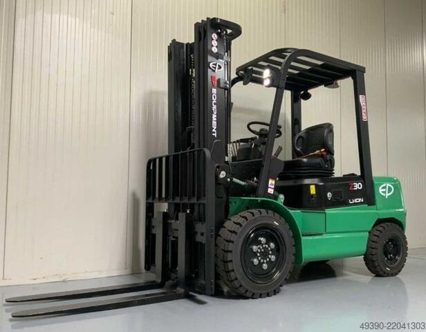 New electric forklift, triplex mast 4800 mm with free lift and side shifter, frontloader, electric f EP EFXZ-301-H - Li-Ion