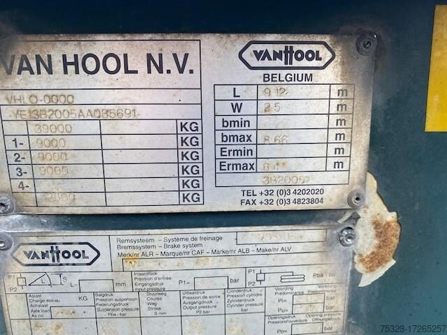 Container transportation Van Hool 3b2005 Containerchassis, 3 assen, luchtgeveerd
