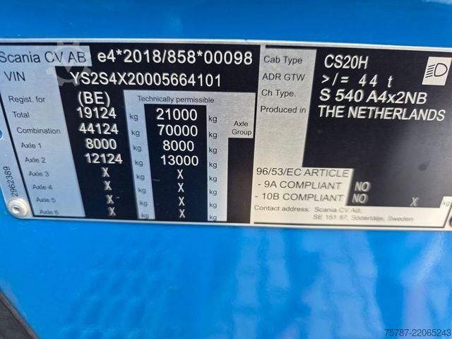 Standard tractor unit SCANIA S540 Kiphydraulik, AlCOA LM, Retarder usw usw