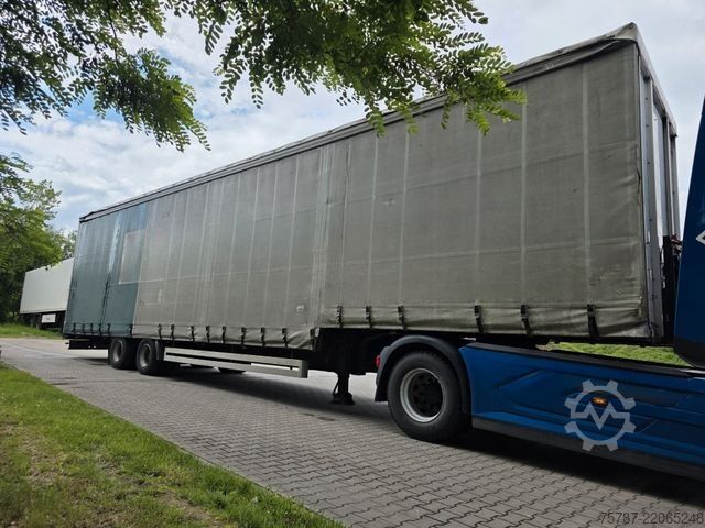 Open semitrailer with tarp SCHWARZMÜLLER Jumbo mit Bordwänden und Schwanenhals