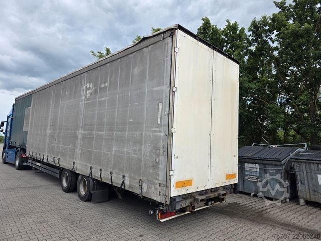 Open semitrailer with tarp SCHWARZMÜLLER Jumbo mit Bordwänden und Schwanenhals