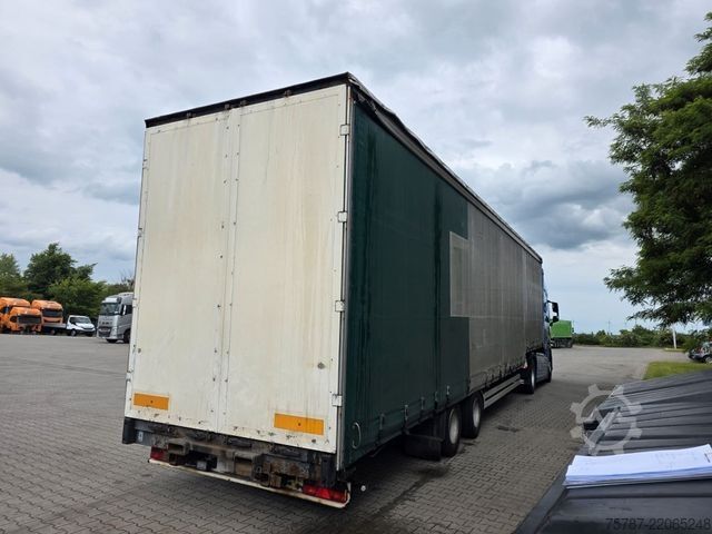 Open semitrailer with tarp SCHWARZMÜLLER Jumbo mit Bordwänden und Schwanenhals