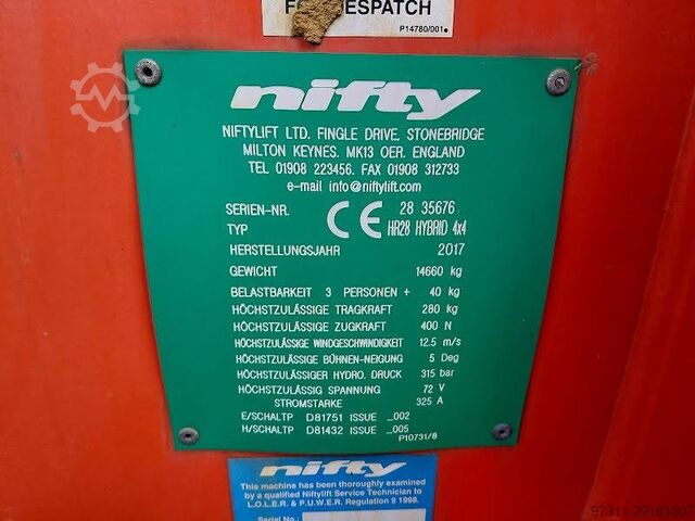 Articulated boom lift Niftylift HR28 HYBRID 4X4