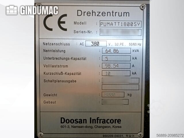 DOOSAN PUMA TT 1800 SY DOOSAN PUMA TT 1800 SY