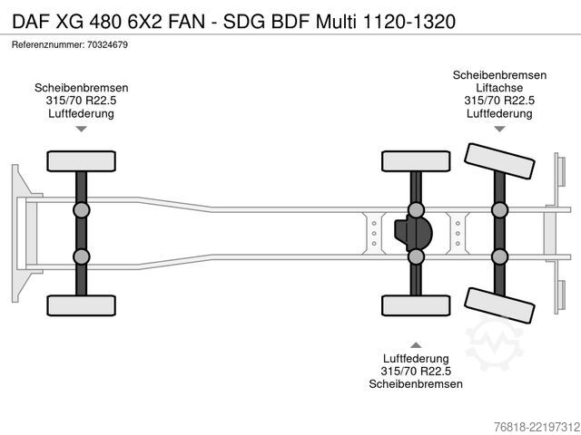 Wechselfahrgestell LKW DAF XG 480 6X2 FAN - SDG BDF Multi 1120-1320