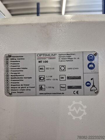 Universal milling machine Optimum OPTImill MT 100