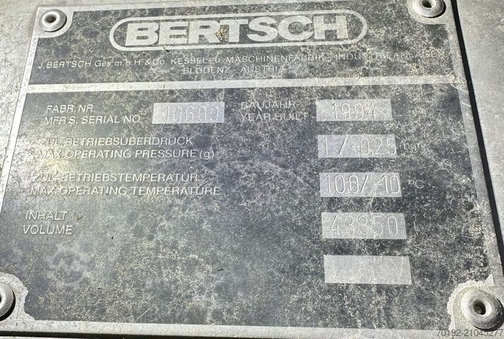 43350 liter storage tank made of V4A BERTSCH 9748