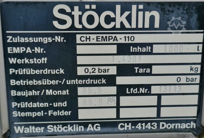 1000 Liter Container aus V2A Stöcklin 9747