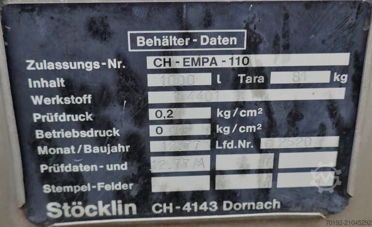 1000 Liter Container aus V4A Stöcklin 9746