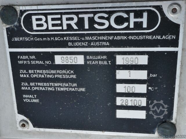 28,100 litre storage tank made of V4A stainless steel BERTSCH 9733