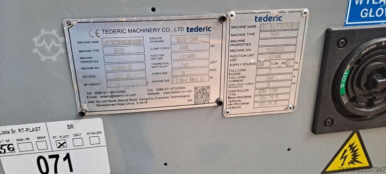 Injection molding machine Tederic DT400