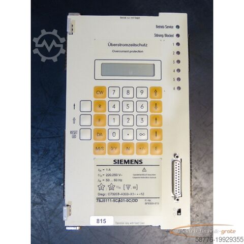 Component Siemens 7SJ5111-5CA01-0C / DD Überstromzeitschutz
