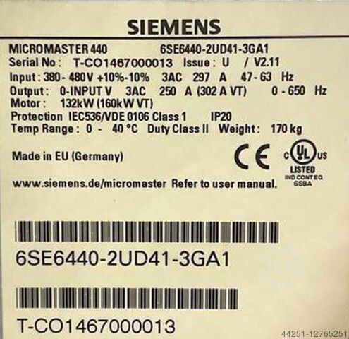 Frequency converter Siemens 6SE6440-2UD41-3GA1