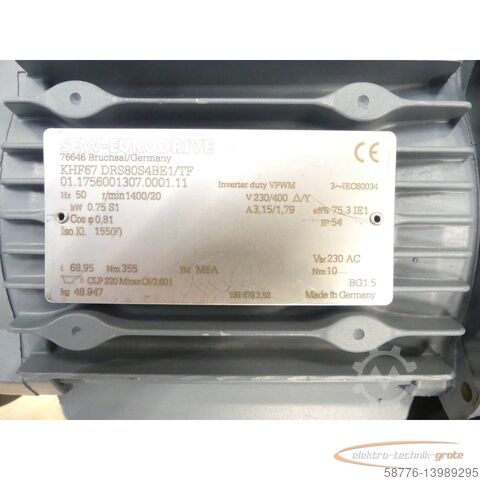 Control unit SEW-Eurodrive KHF67 DRS80S4BE1/TF Motor SN 01.1756001307.0001.11