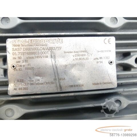 SEW-Eurodrive Motor SEW-Eurodrive SA57 DRE100LC4/ASE1/TF Motor SN 01.7197488603.0001.15 + SA57/A