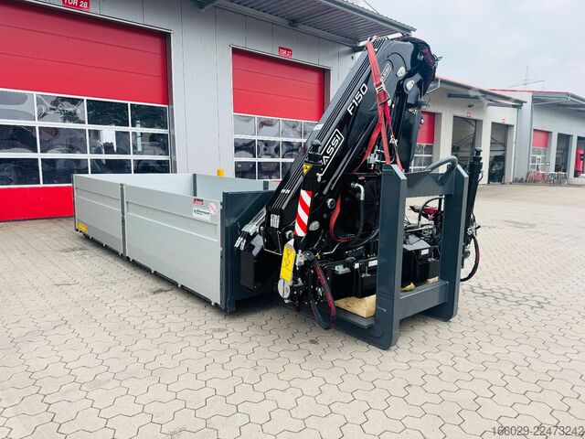 Auflieger-Wechselfahrgestell  Abrollcontainer Container 6,5 m Kran  Fassi F150