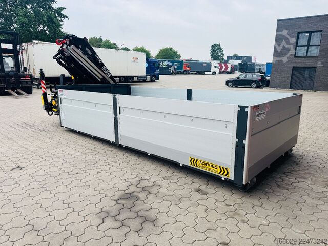 Auflieger-Wechselfahrgestell  Abrollcontainer Container 6,5 m Kran  Fassi F150