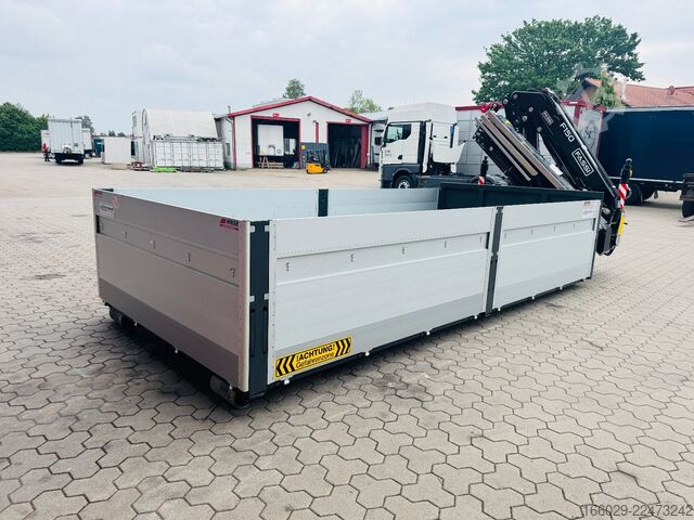 Auflieger-Wechselfahrgestell  Abrollcontainer Container 6,5 m Kran  Fassi F150