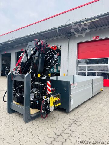 Auflieger-Wechselfahrgestell  Abrollcontainer Container 6,5 m Kran  Fassi F150