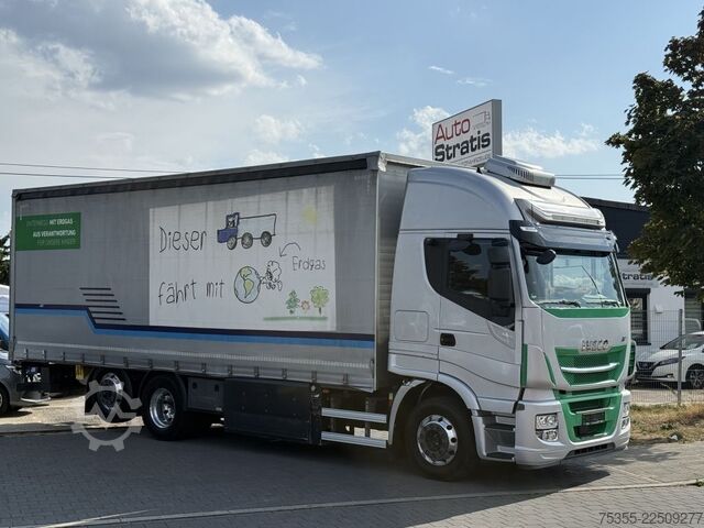 Flatbed truck with tarp IVECO Stralis AS260S46 CNG Standklima Intarder 8xTank