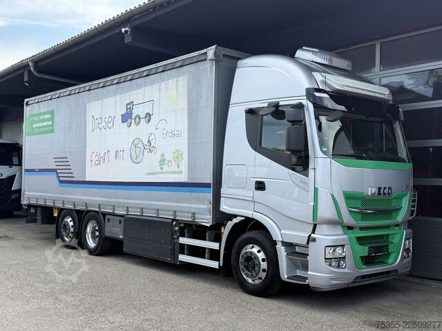 Flatbed truck with tarp IVECO Stralis AS260S46 CNG Standklima Intarder 8xTank