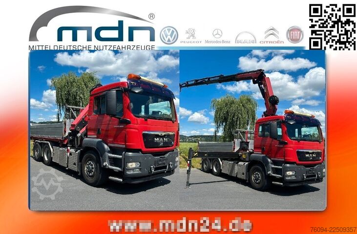 Three-sided tipper truck MAN TGS 28.480 6x4-4 ALLRAD KRAN 19m SEILWINDE Wechs