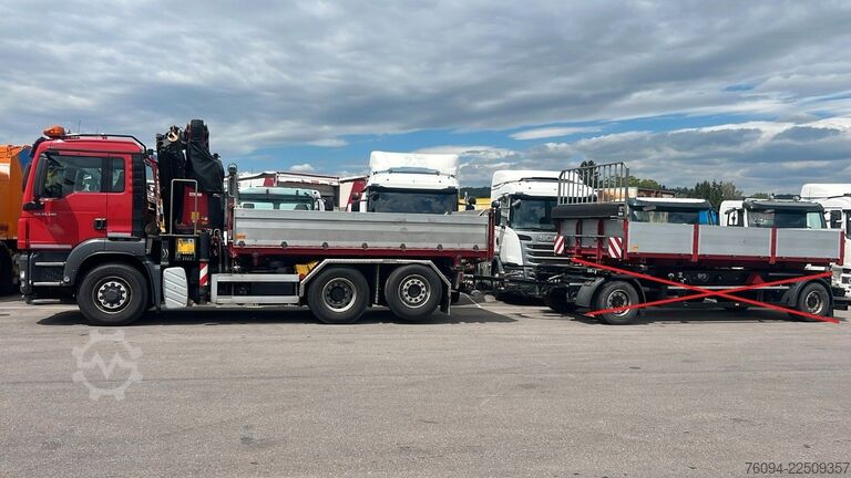 Three-sided tipper truck MAN TGS 28.480 6x4-4 ALLRAD KRAN 19m SEILWINDE Wechs
